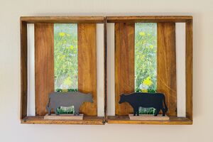 Wohnzimmer Wanddekoration Allgäuer Kühe Detail